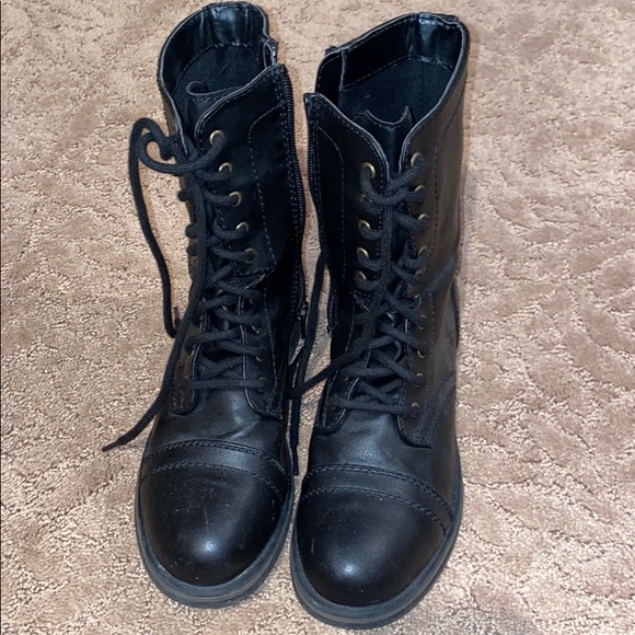 Leather combat boots - Picture 1 of 4